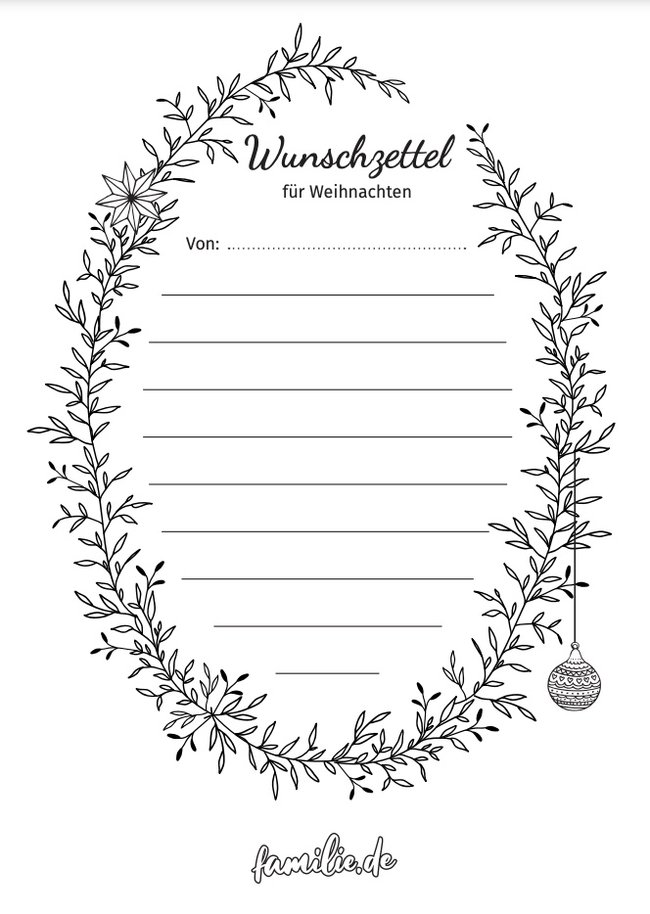Wunschzettel-Vorlage familie.de